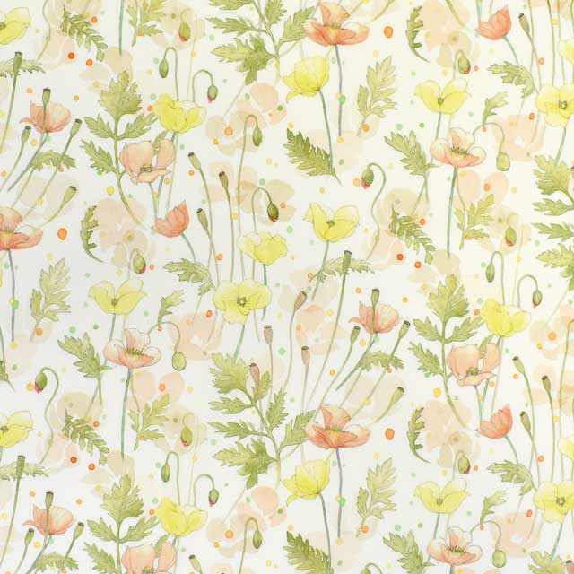 生地 LIBERTY FABRICS リバティ・ファブリックス タナローン 2025SS Botanical Escape Garden Poppies ガーデン・ポピーズ(25-363J7403) 25AU.イエロー 09Ac03j