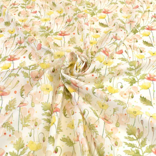 生地 LIBERTY FABRICS リバティ・ファブリックス タナローン 2025SS Botanical Escape Garden Poppies ガーデン・ポピーズ(25-363J7403) 25AU.イエロー 09Ac03j