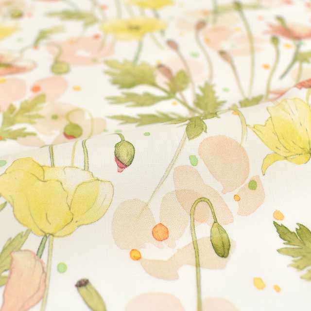 生地 LIBERTY FABRICS リバティ・ファブリックス タナローン 2025SS Botanical Escape Garden Poppies ガーデン・ポピーズ(25-363J7403) 25AU.イエロー 09Ac03j