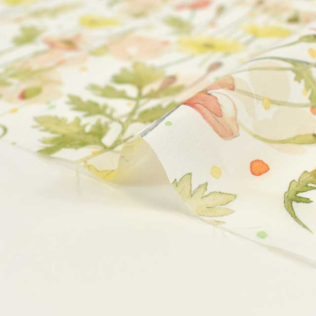 生地 LIBERTY FABRICS リバティ・ファブリックス タナローン 2025SS Botanical Escape Garden Poppies ガーデン・ポピーズ(25-363J7403) 25AU.イエロー 09Ac03j