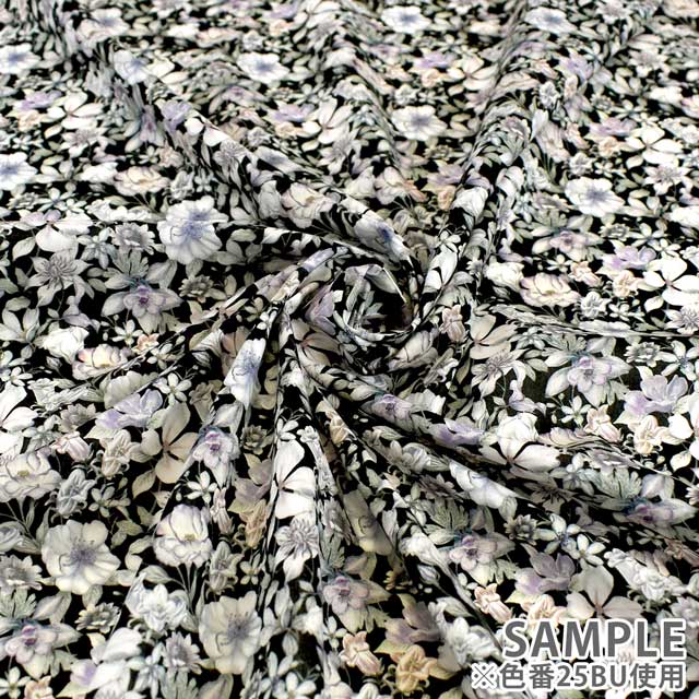 生地 LIBERTY FABRICS リバティ・ファブリックス タナローン 2025SS Botanical Escape Summer Garden サマー・ガーデン(25-363J7408) 25BU.ブラック 09Ac03j