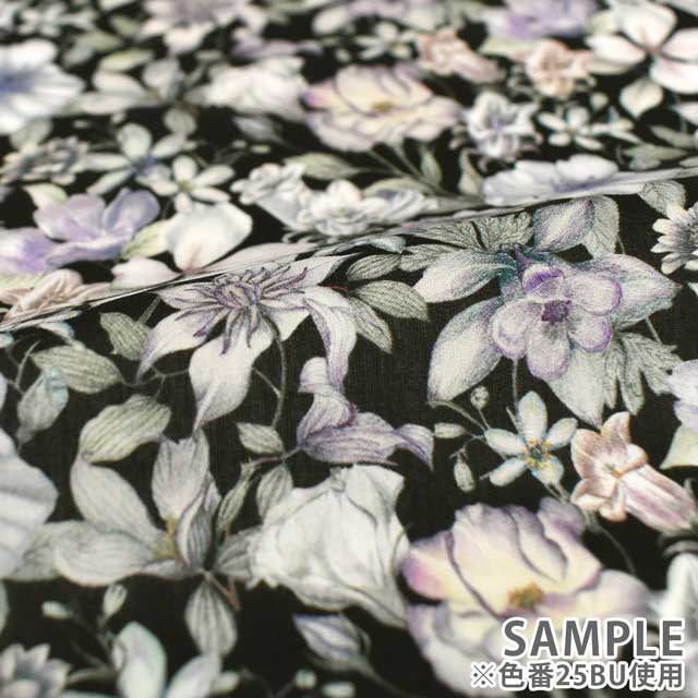 生地 LIBERTY FABRICS リバティ・ファブリックス タナローン 2025SS Botanical Escape Summer Garden サマー・ガーデン(25-363J7408) 25BU.ブラック 09Ac03j