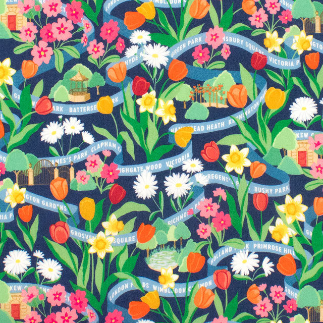 生地 LIBERTY FABRICS リバティ・ファブリックス タナローン 2025SS LONDON COLLECTION Park Posy パーク・ポージー(25-363J73452) 25AU.ネイビー 09Ac03j