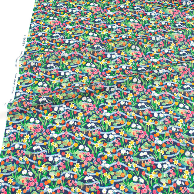 生地 LIBERTY FABRICS リバティ・ファブリックス タナローン 2025SS LONDON COLLECTION Park Posy パーク・ポージー(25-363J73452) 25AU.ネイビー 09Ac03j