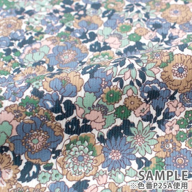生地 LIBERTY FABRICS リバティ・ファブリックス コーデュロイ 2025AW Nell, Annie & May ネル、アニー&メイ(25-3635209) P25A.ブルーグレー 09Bi26j