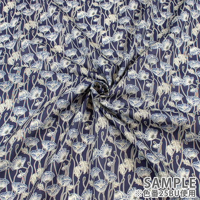 生地 LIBERTY FABRICS リバティ・ファブリックス タナローン 2025AW Decades in Bloom Erito Poppy エリト・ポピー(25-363J75902) 25BU.ネイビー 09Ac03j
