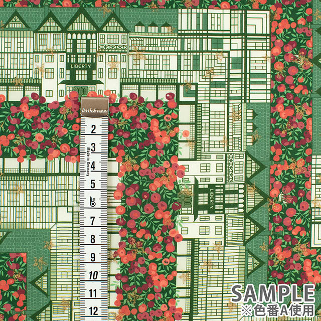 生地 LIBERTY FABRICS リバティ・ファブリックス タナローン 2025AW Festive Collection Tudor Berry チューダー・ベリー(363G74313) A.グリーン 09Ac04j