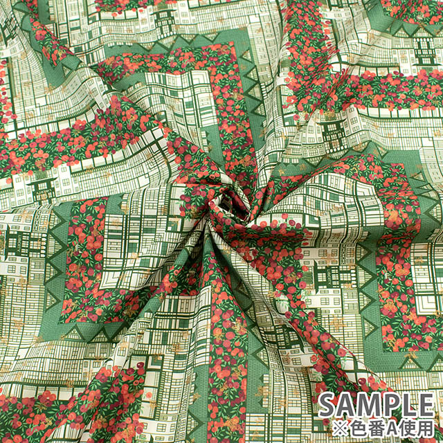 生地 LIBERTY FABRICS リバティ・ファブリックス タナローン 2025AW Festive Collection Tudor Berry チューダー・ベリー(363G74313) A.グリーン 09Ac04j