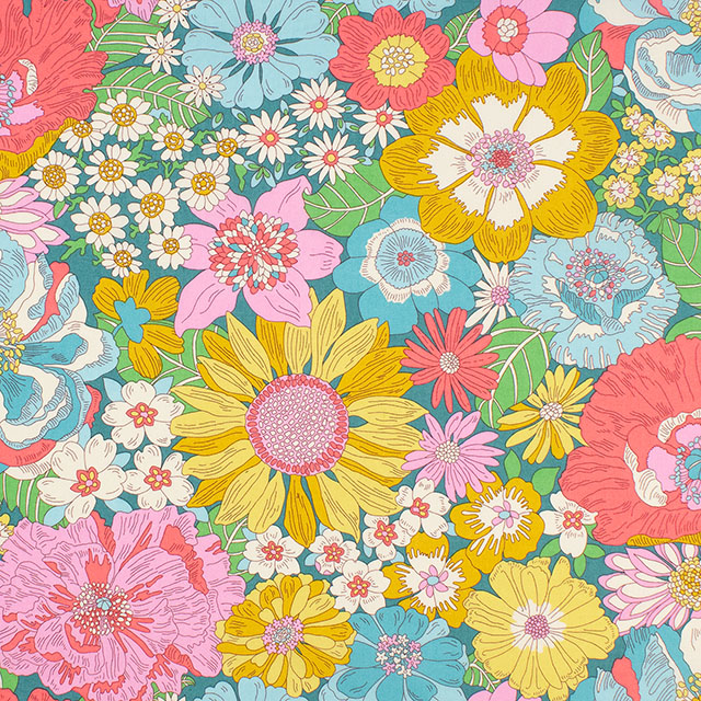 生地 LIBERTY FABRICS リバティ・ファブリックス タナローン 2026SS Floral Rebellion Summers in the Sun サマーズ・イン・ザ・サン(26-36361041) 26BU.ターコイズ 09Ac04j