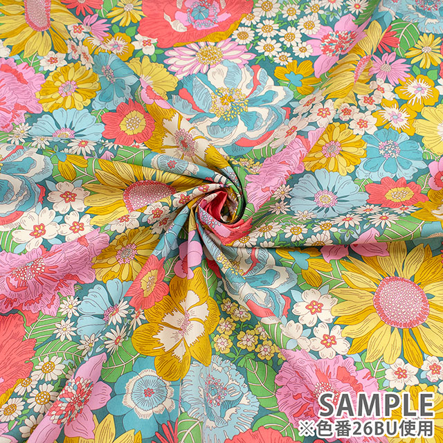 生地 LIBERTY FABRICS リバティ・ファブリックス タナローン 2026SS Floral Rebellion Summers in the Sun サマーズ・イン・ザ・サン(26-36361041) 26BU.ターコイズ 09Ac04j