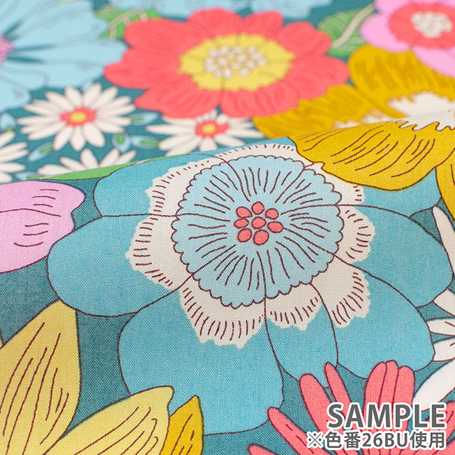 生地 LIBERTY FABRICS リバティ・ファブリックス タナローン 2026SS Floral Rebellion Summers in the Sun サマーズ・イン・ザ・サン(26-36361041) 26BU.ターコイズ 09Ac04j