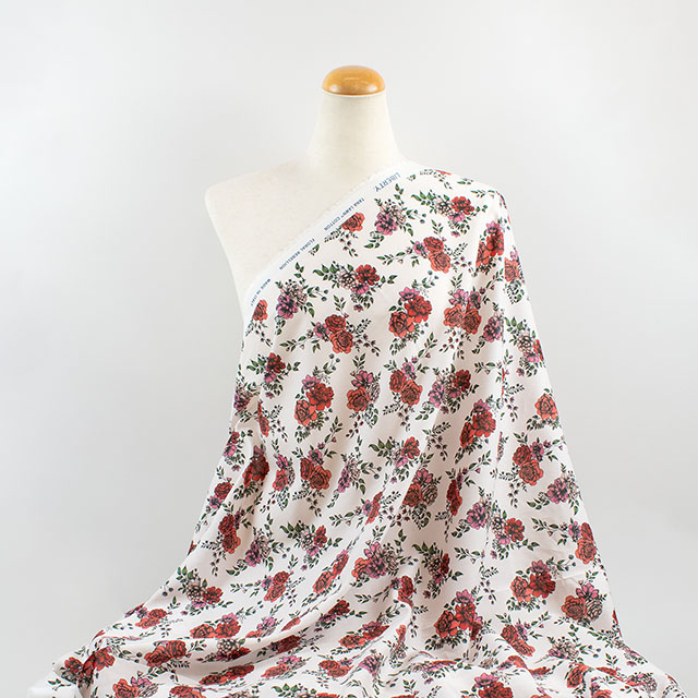 生地 LIBERTY FABRICS リバティ・ファブリックス タナローン 2026SS Floral Rebellion Inked Rose インクド・ローズ(26-36361043) 26AU.レッド 09Ac04j
