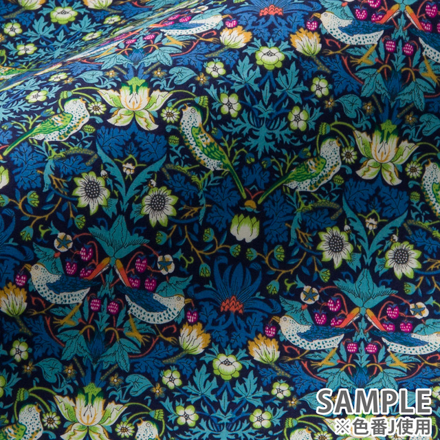 生地 LIBERTY FABRICS リバティ・ファブリックス タナローン エターナル Strawberry Thief ストロベリー・シーフ(3635061) NE.ブラック×カーキ 09Ac03j