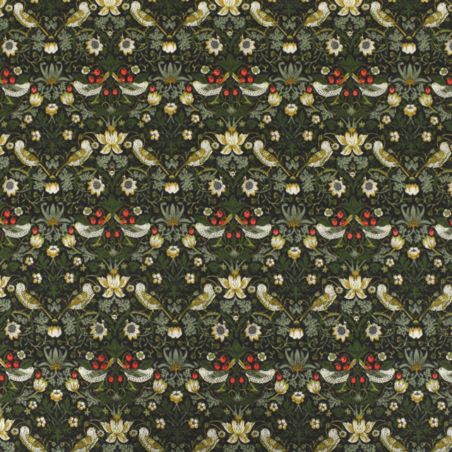 生地 LIBERTY FABRICS リバティ・ファブリックス タナローン エターナル Strawberry Thief ストロベリー・シーフ(3635061) NE.ブラック×カーキ 09Ac03j