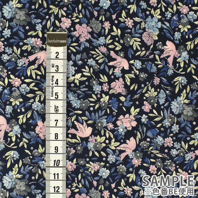 生地 LIBERTY FABRICS リバティ・ファブリックス タナローン エターナル Birdsong バードソング(DC28995) ZE.ネイビー×パープル 09Ac03j