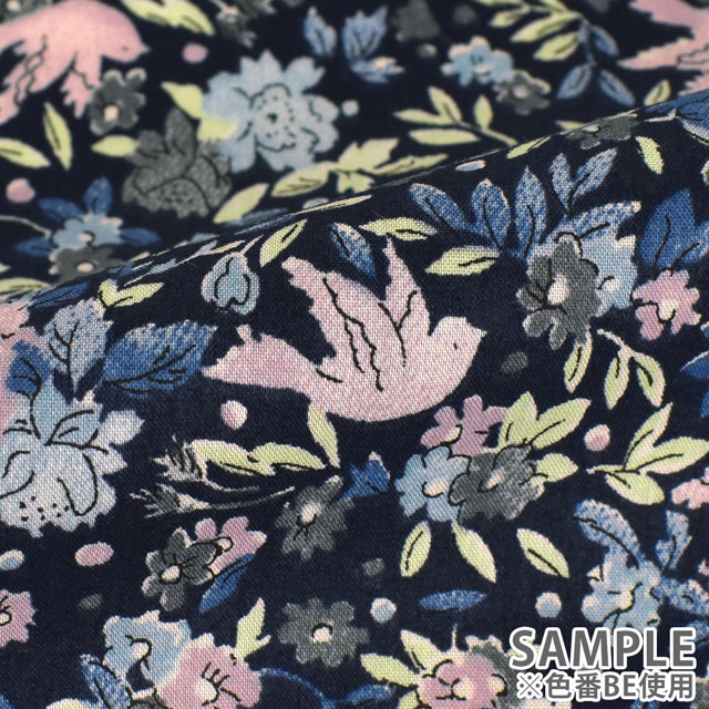 生地 LIBERTY FABRICS リバティ・ファブリックス タナローン エターナル Birdsong バードソング(DC28995) ZE.ネイビー×パープル 09Ac03j