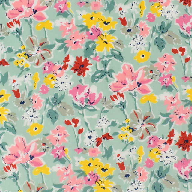 生地 LIBERTY FABRICS リバティ・ファブリックス タナローン エターナル California Bloom カリフォルニア・ブルーム(3639125) AE.ミント 09Ac03j