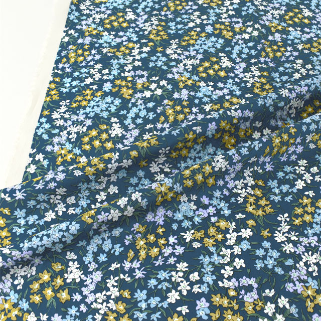 生地 LIBERTY FABRICS リバティ・ファブリックス タナローン エターナル Sea Blossoms シー・ブロッサムズ(3631136) YE.ネイビー 09Ac03j