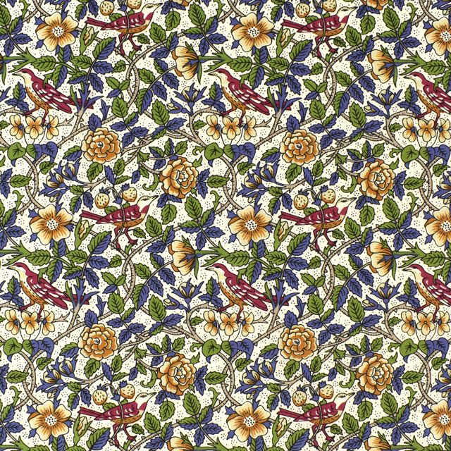 生地 LIBERTY FABRICS リバティ・ファブリックス タナローン エターナル Strawberry Tree ストロベリー・ツリー(DC31032) AE.イエロー 09Ac03j