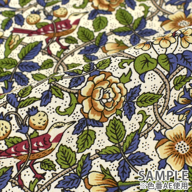 生地 LIBERTY FABRICS リバティ・ファブリックス タナローン エターナル Strawberry Tree ストロベリー・ツリー(DC31032) AE.イエロー 09Ac03j