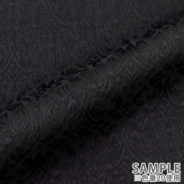 生地 バタフライジャガード(ME7619) 20.ブラック 10Aa05_