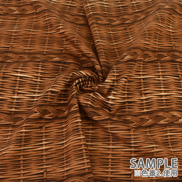 生地 バスケットプリント(MI39403) 1.ベージュ系 09Ae99_