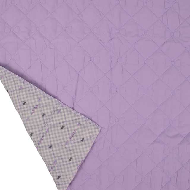 生地 milk latte-ミルクラテ- リバーシブルデザインキルト リボンダイヤ/キルティング 幅130cm×長さ50cm 1枚入り(MLDQ-04) パープル×グレー 09Ad07_