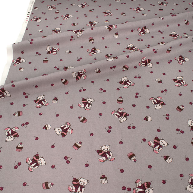 生地 milk latte-ミルクラテ- ベア&チェリー/シーチング(MLJS) 13A.グレー 09Ae99_