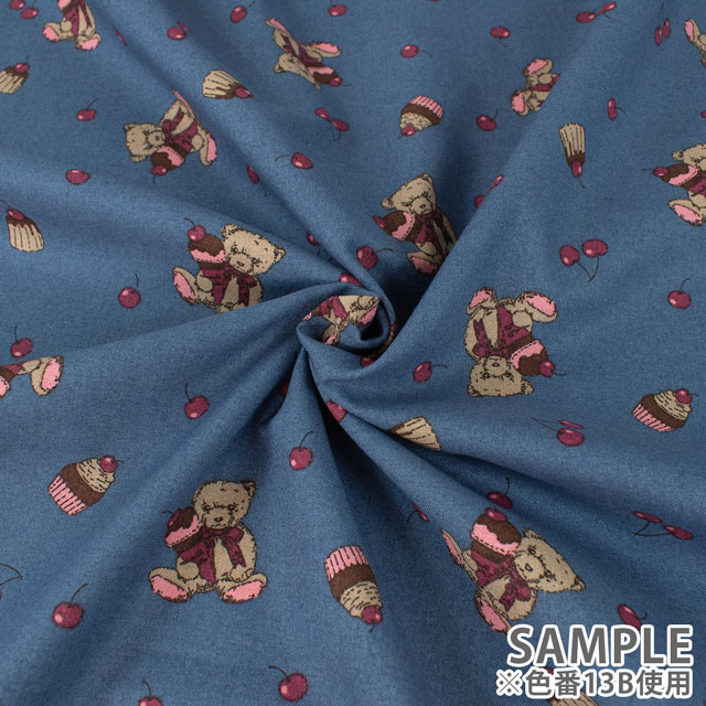 生地 milk latte-ミルクラテ- ベア&チェリー/シーチング(MLJS) 13B.ネイビー 09Ae99_