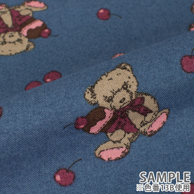 生地 milk latte-ミルクラテ- ベア&チェリー/シーチング(MLJS) 13B.ネイビー 09Ae99_