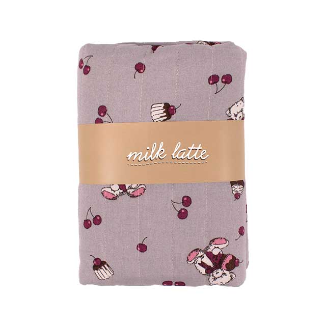 生地 milk latte-ミルクラテ- ベア&チェリー/キルティング 幅105cm×長さ50cm 1枚入り(CQMLJS) 13A.グレー 09Ad07_