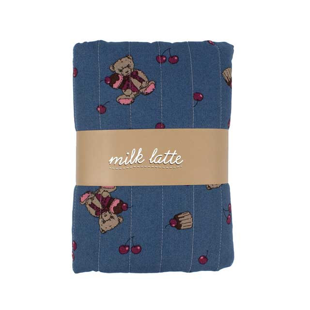 生地 milk latte-ミルクラテ- ベア&チェリー/キルティング 幅105cm×長さ50cm 1枚入り(CQMLJS) 13B.ネイビー 09Ad07_