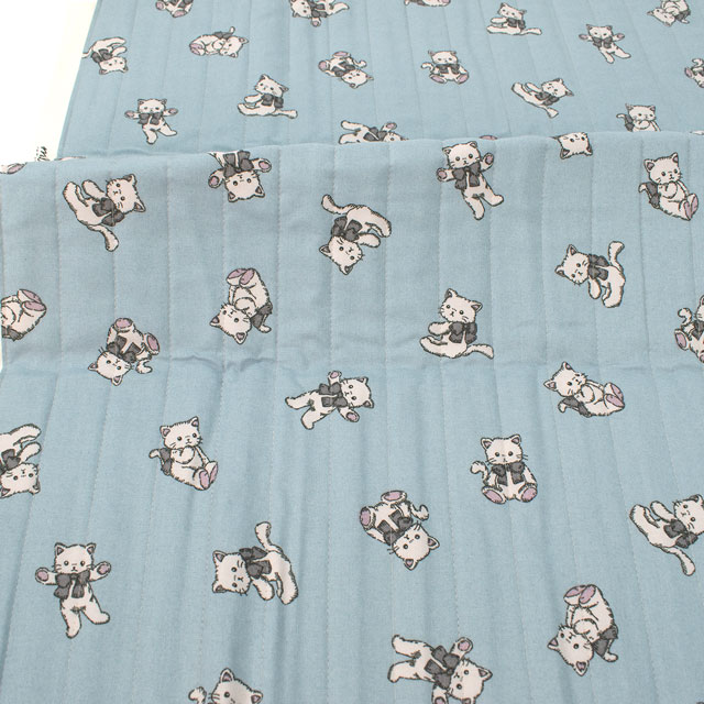 生地 milk latte-ミルクラテ- ねこちゃん/キルティング 幅105cm×長さ50cm 1枚入り(CQMLJS) 14B.ブルー 09Ad07_