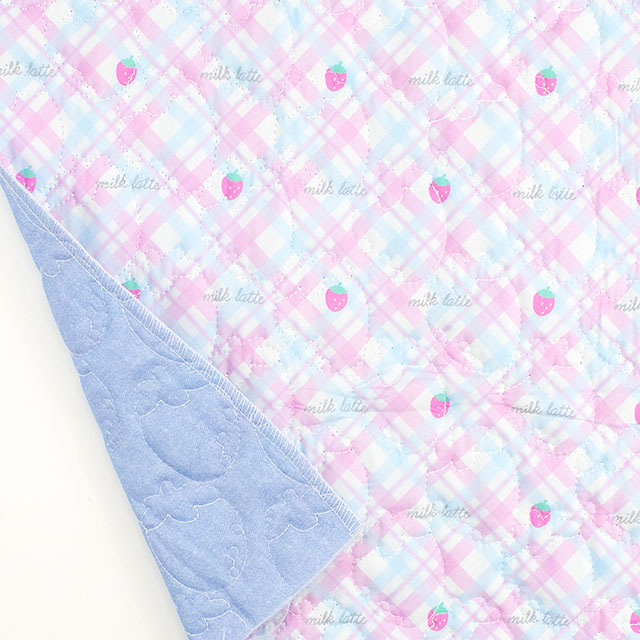 生地 milk latte-ミルクラテ- デニム風デザインキルト ストロベリー/キルティング 約130cm幅×50cmカット(MLDQ) 07A.スカイブルー 09Ad07_