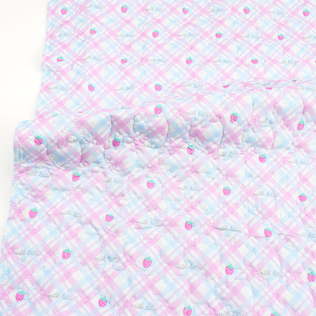 生地 milk latte-ミルクラテ- デニム風デザインキルト ストロベリー/キルティング 約130cm幅×50cmカット(MLDQ) 07A.スカイブルー 09Ad07_