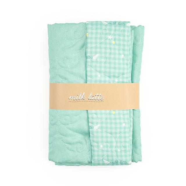 生地 milk latte-ミルクラテ- デニム風デザインキルト エンジェル/キルティング 約130cm幅×50cmカット(MLDQ) 08A.ミントブルー 09Ad07_