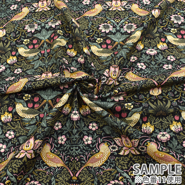 生地 moda-モダ- BEST OF MORRIS STRAWBERRY THIEF いちご泥棒/シーチング(8176) 11.ブラック 09Ac04_