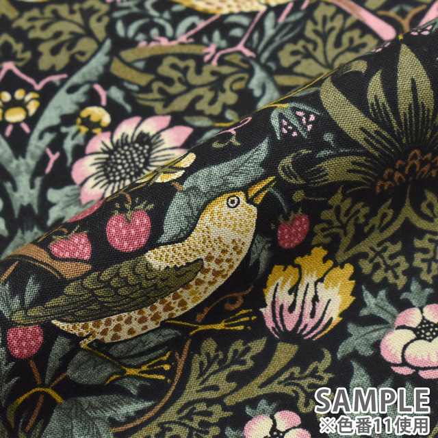 生地 moda-モダ- BEST OF MORRIS STRAWBERRY THIEF いちご泥棒/シーチング(8176) 11.ブラック 09Ac04_