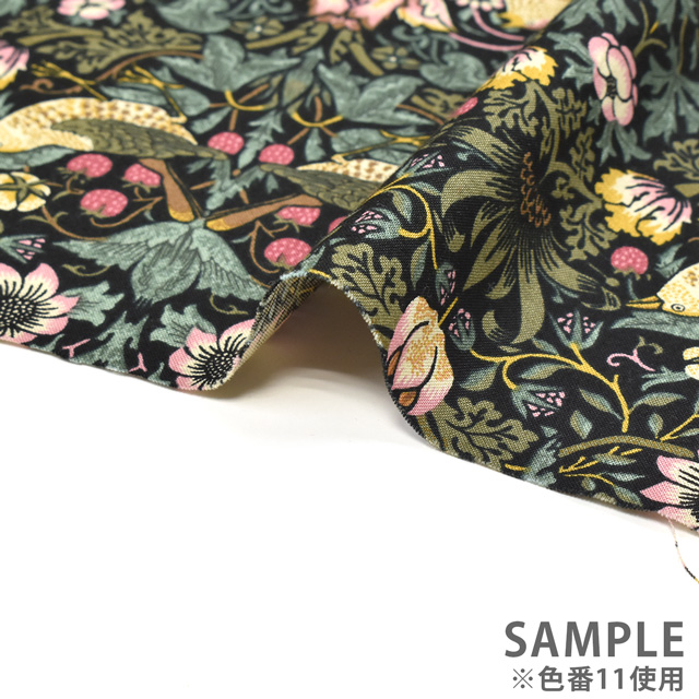 生地 moda-モダ- BEST OF MORRIS STRAWBERRY THIEF いちご泥棒/シーチング(8176) 11.ブラック 09Ac04_