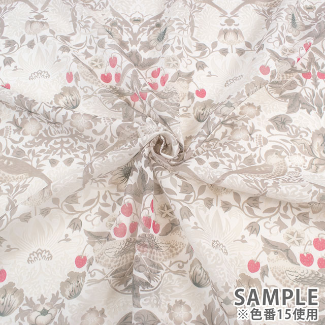 生地 moda-モダ- BEST OF MORRIS STRAWBERRY THIEF いちご泥棒/オパール加工(8076) 15.白×薄グレー 09Ac04_