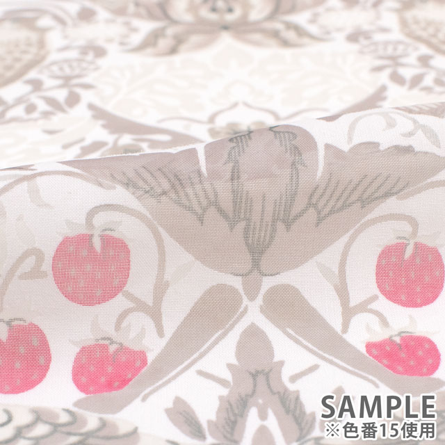 生地 moda-モダ- BEST OF MORRIS STRAWBERRY THIEF いちご泥棒/オパール加工(8076) 15.白×薄グレー 09Ac04_