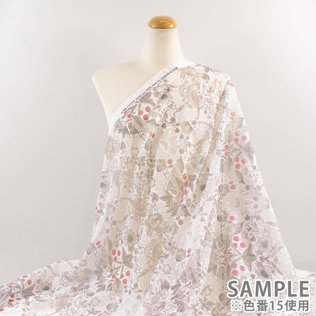 生地 moda-モダ- BEST OF MORRIS STRAWBERRY THIEF いちご泥棒/オパール加工(8076) 15.白×薄グレー 09Ac04_