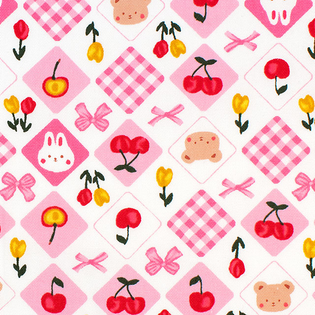 生地 お気に入りシリーズ アニマルリボン/オックス(MOWF-170) P.ピンク 09Ae99_