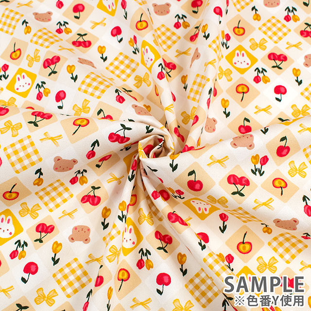 生地 お気に入りシリーズ アニマルリボン/オックス(MOWF-170) P.ピンク 09Ae99_