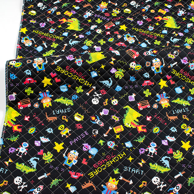 生地 お気に入りシリーズ ピクセルアートゲーム/キルティング(MOWF-167Q) BK.ブラック 09Ae99_
