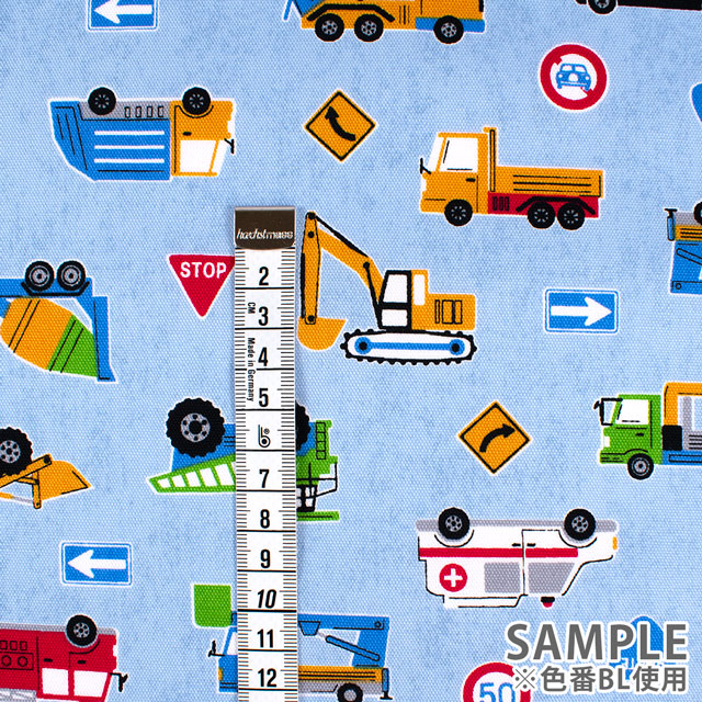 生地 お気に入りシリーズ はたらく車たち/オックス(MOWF-158) BL.ブルー 09Ae99_