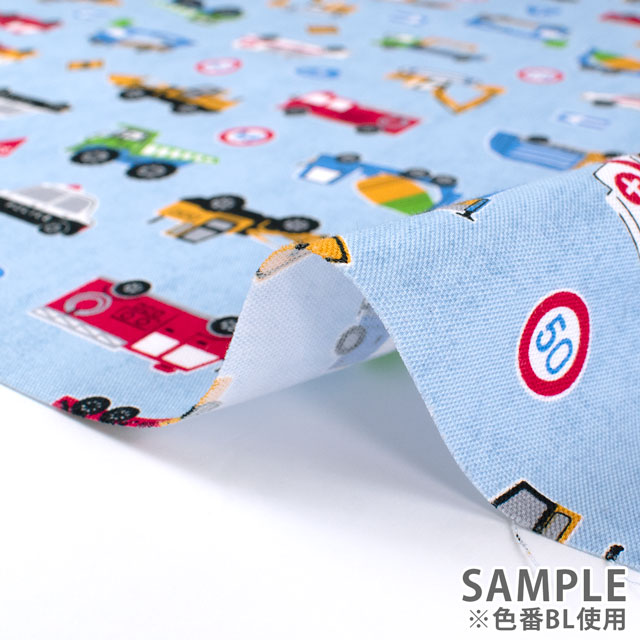 生地 お気に入りシリーズ はたらく車たち/オックス(MOWF-158) BL.ブルー 09Ae99_