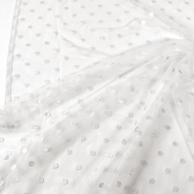 生地 ドットレース(MT8727) 1.白 10Ac04_