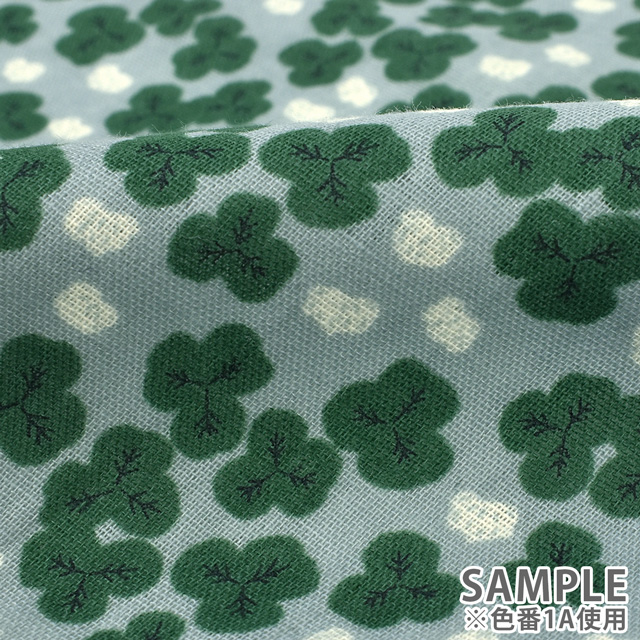 生地 MUDDY WORKS-マディワークス- クローバー柄/ダブルガーゼ(EKX18-122) 1A.ライトブルー 09Ac04_