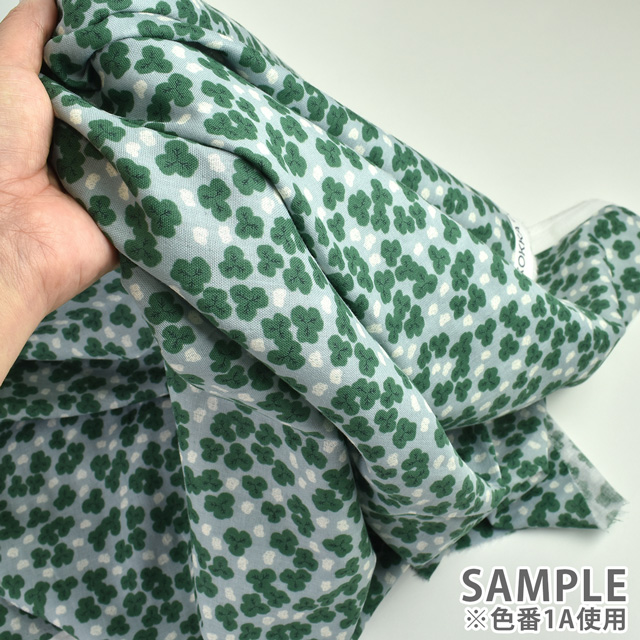 生地 MUDDY WORKS-マディワークス- クローバー柄/ダブルガーゼ(EKX18-122) 1A.ライトブルー 09Ac04_